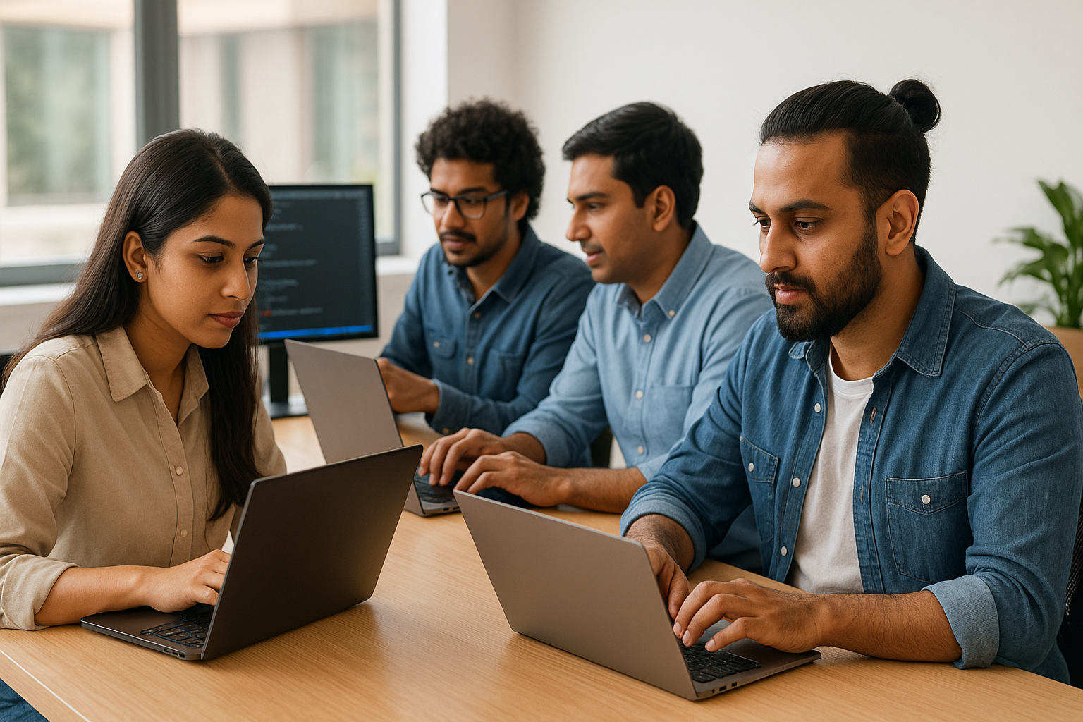 V-TechWorks Team Working in Chennai Office
